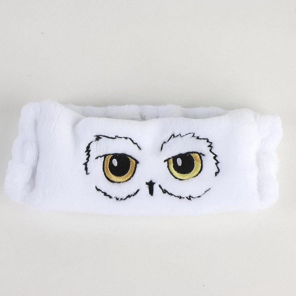 witte Hedwig haarband met uilenogen