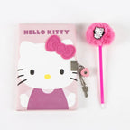 Hello Kitty Dagboek met slot en pluizige pen roze