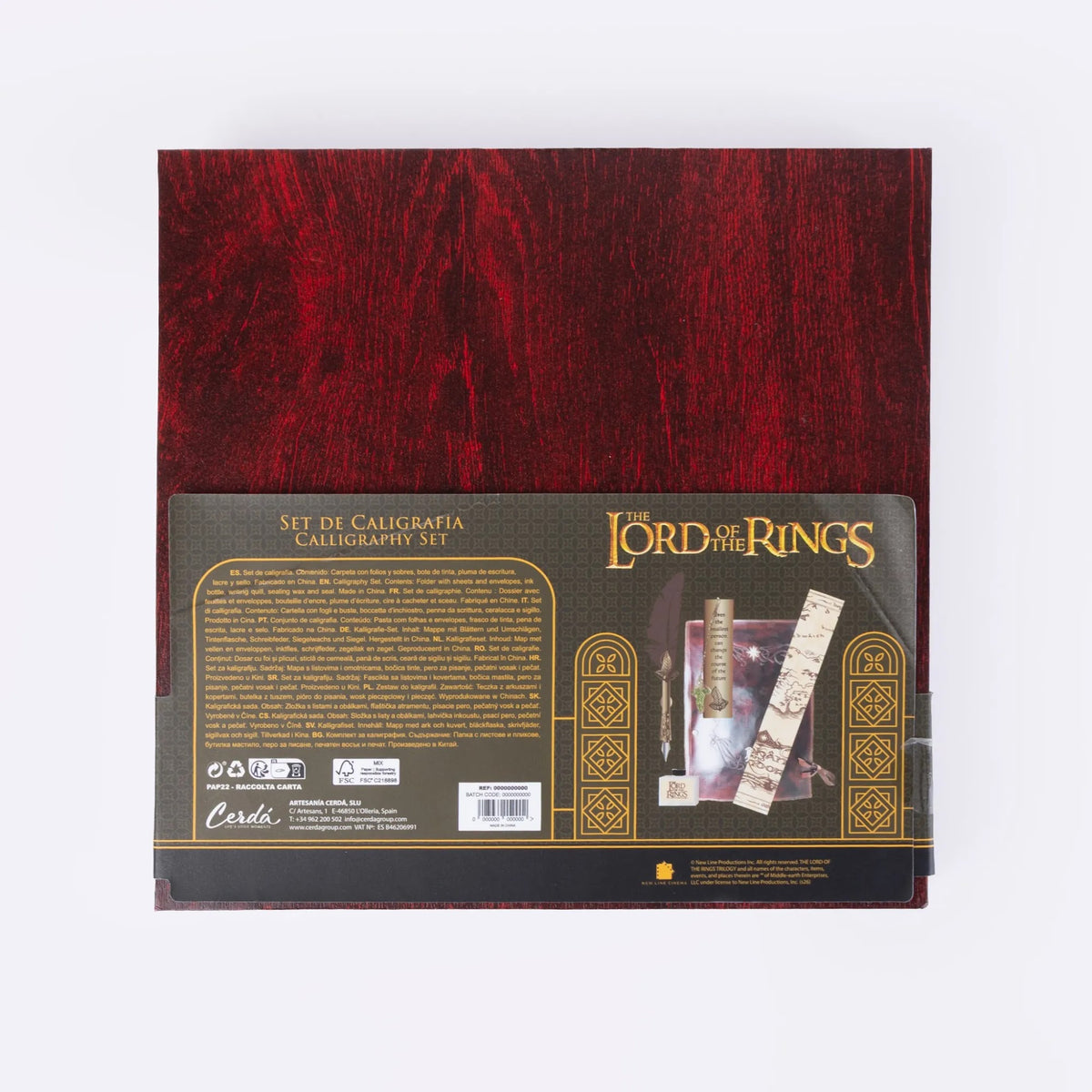 Achterkant van de Lord of the Rings cadeaudoos