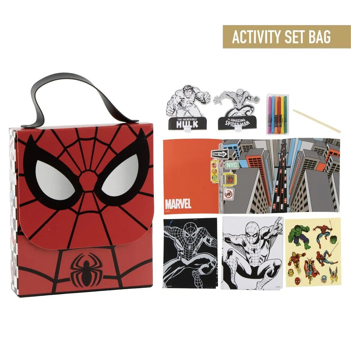 Marvel Spiderman activiteitenset in tas overzicht