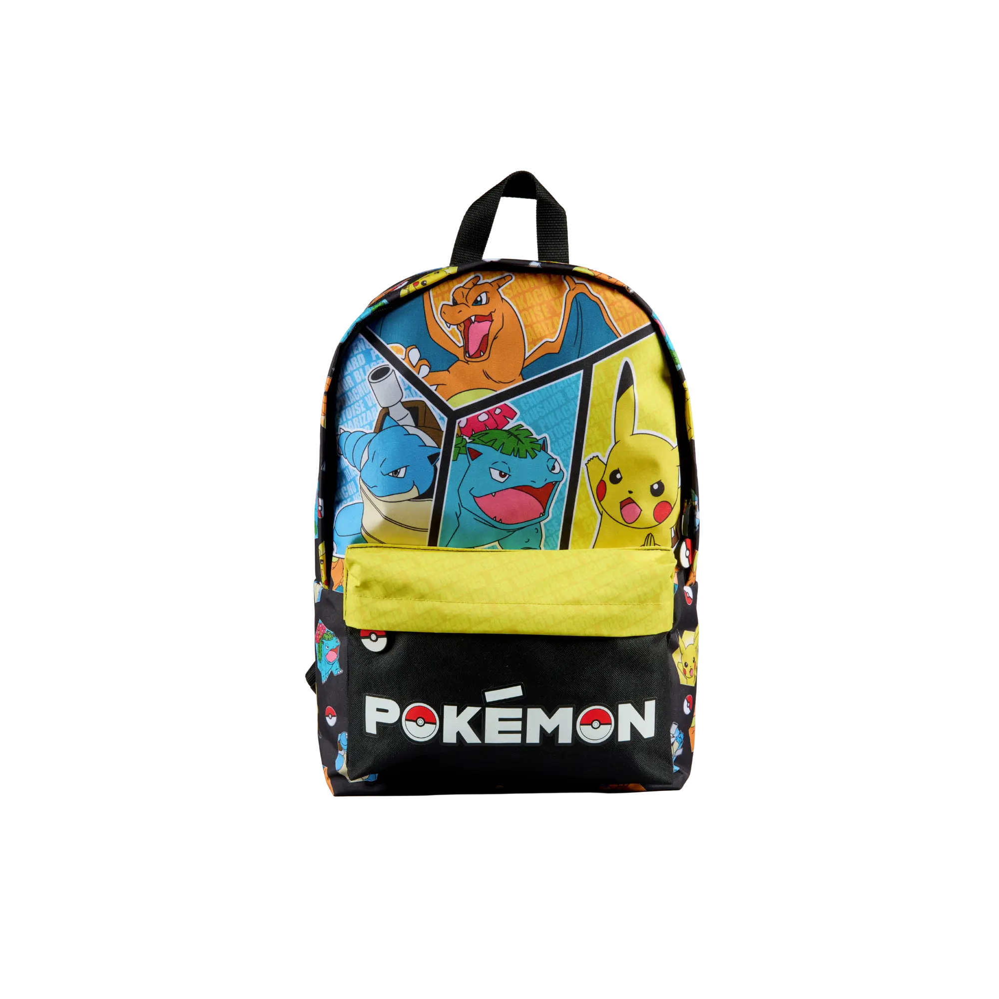 Pokemon Rugzak met Voorvak 43cm - voorkant met Charizard, Blastoise, Venusaur en Pikachu