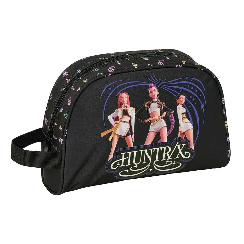 Kpop Demon Hunters Huntrix toilettas zwart voorkant met handvat