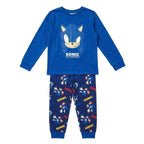 Sonic the Hedgehog pyjama jongens blauw met grote Sonic kop en broek met Sonic print vooraanzicht