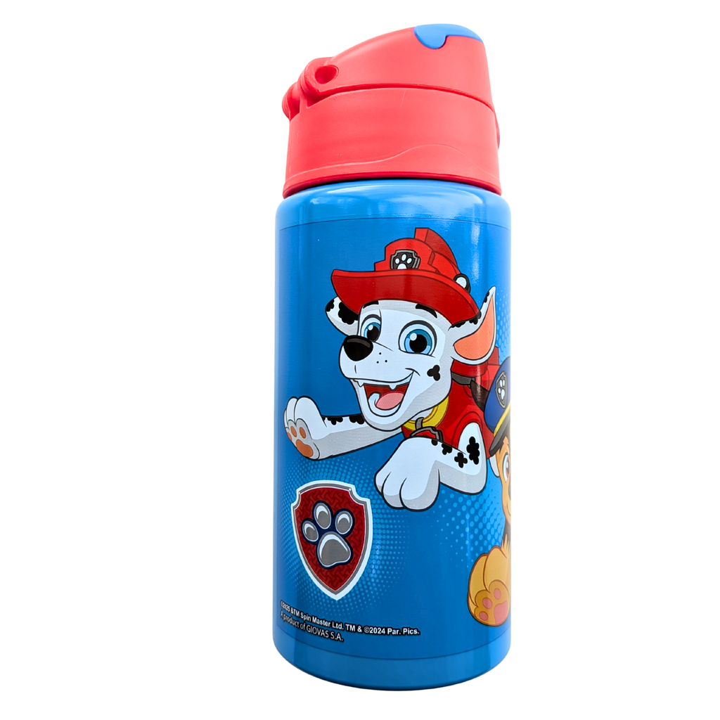 Paw Patrol drinkfles zijkant met Marshall en embleem