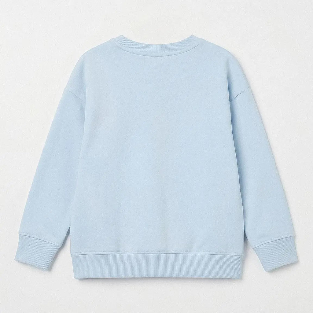 Frozen Elsa sweater achterkant effen lichtblauw