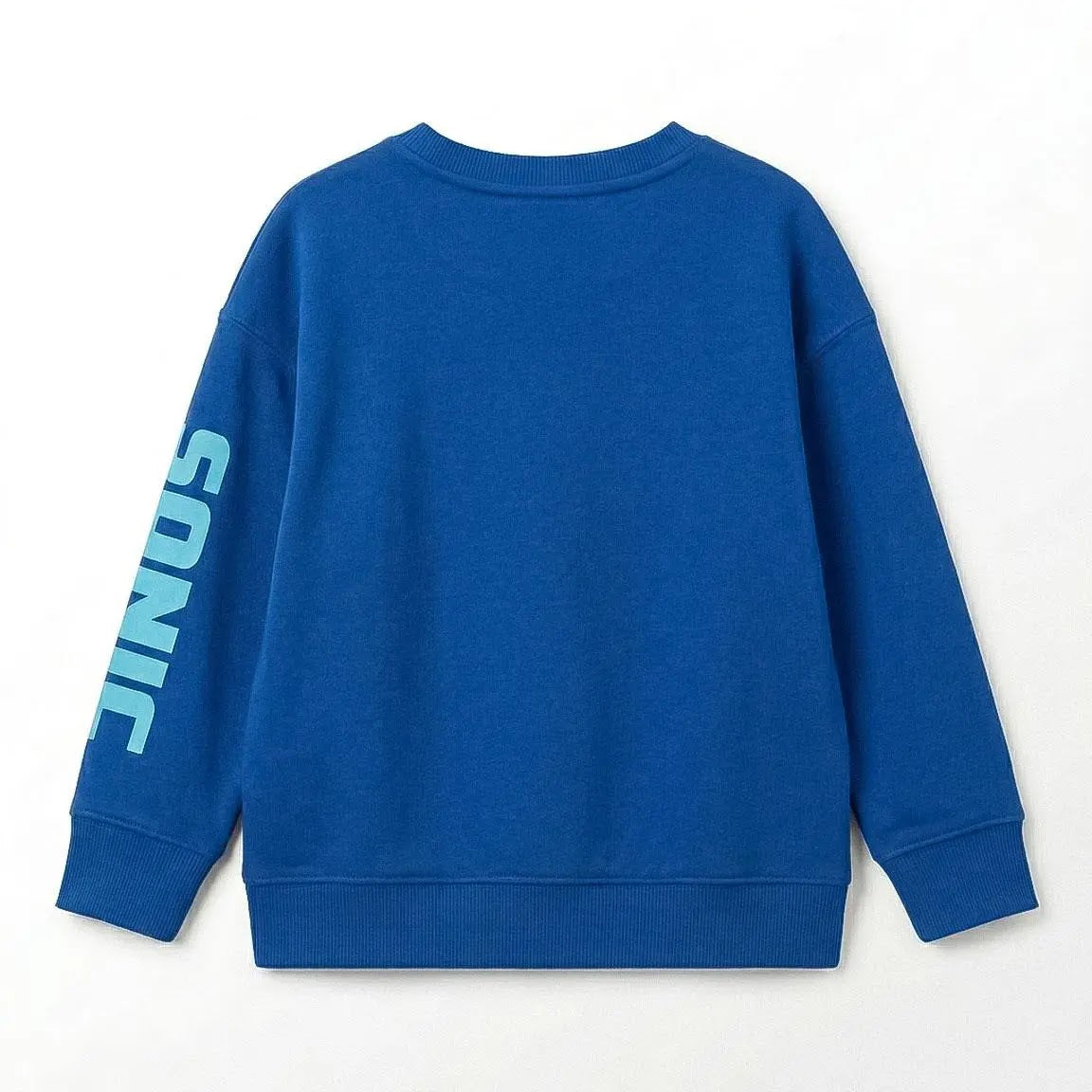 Sonic sweater achterkant met tekst op de mouw