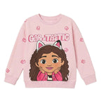 Gabby's Poppenhuis sweater meisjes lichtroze met grote Gabby print voorkant