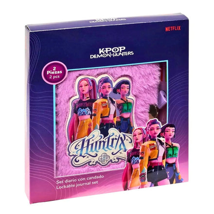 Kpop Demon Hunters Pluche Dagboek met Slot en Pen - Huntrix - Lila