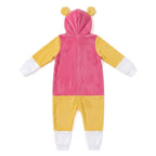 Skye onesie achterkant met roze capuchon en gele oortjes