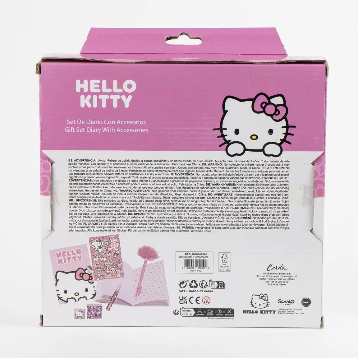 Hello Kitty dagboek cadeauset verpakking achterkant