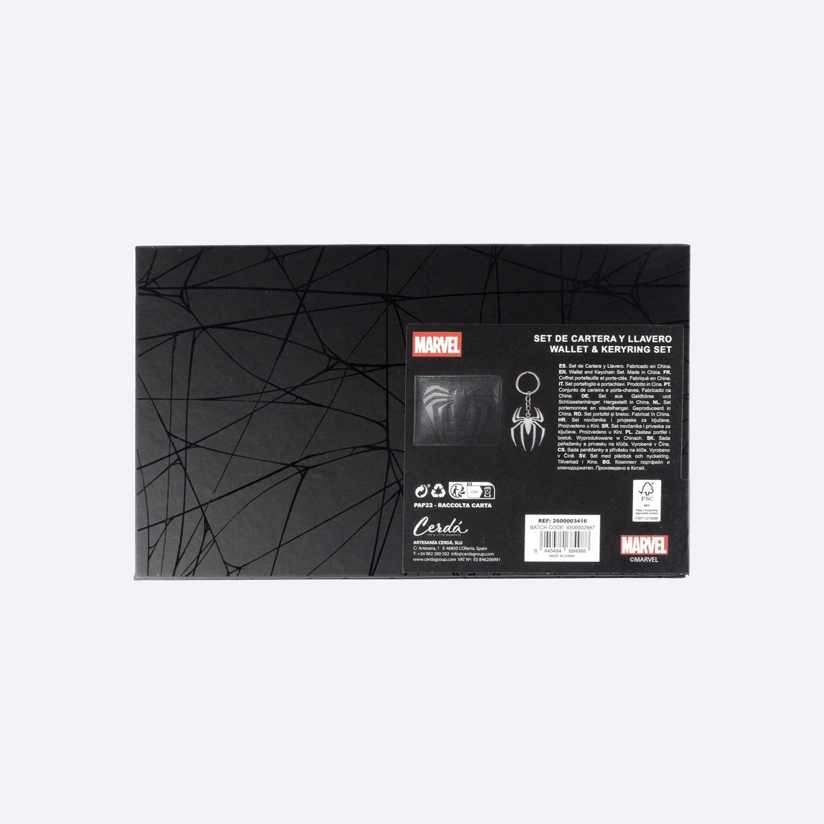 Achterkant van de Spiderman cadeaudoos
