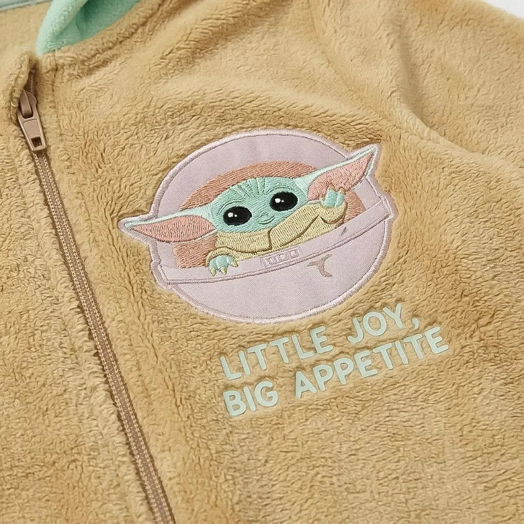 Detail Grogu badge met Little Joy, Big Appetite en rits