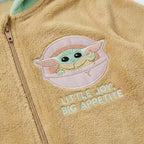 Detail Grogu badge met Little Joy, Big Appetite en rits