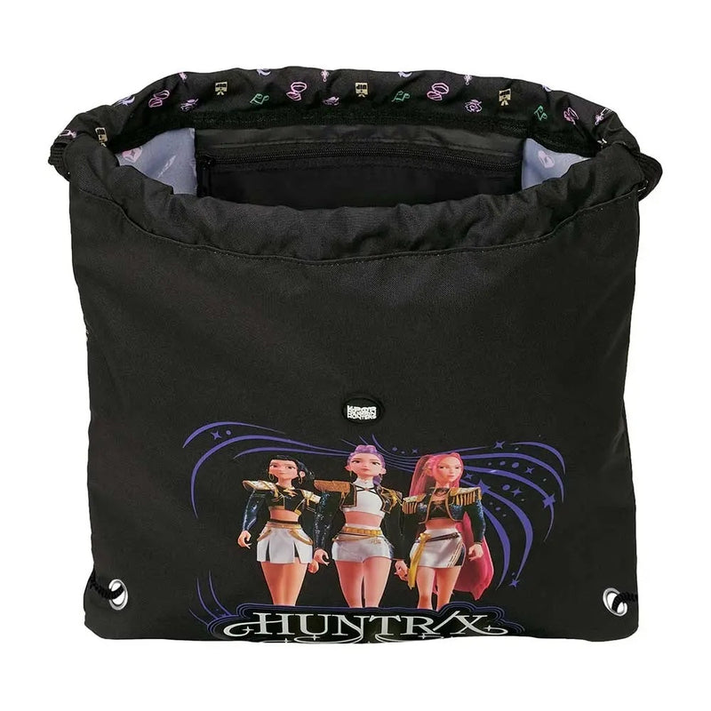 Kpop Demon Hunters Huntrix gymtas zwart achterkant