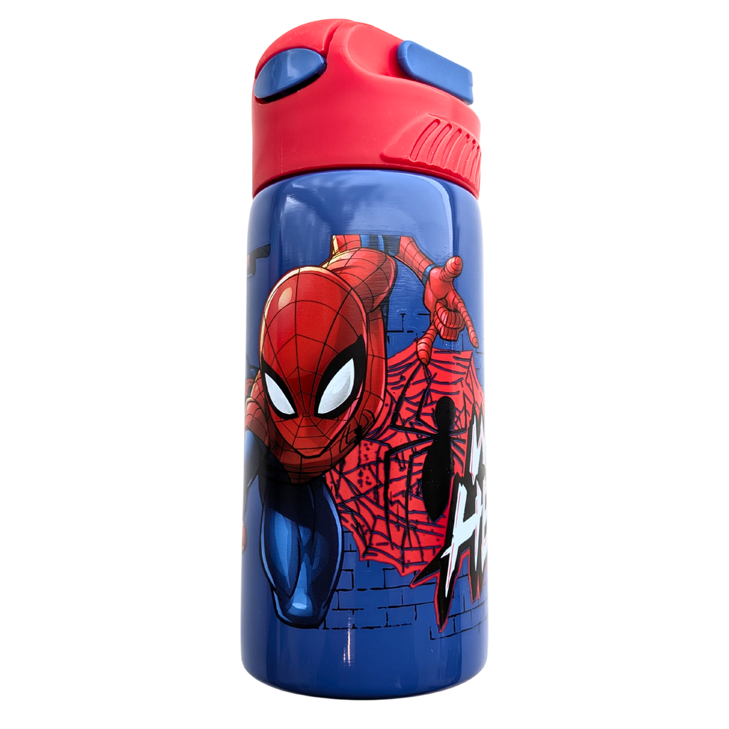 Marvel Spiderman RVS drinkfles 500 ml blauw met Web Head print