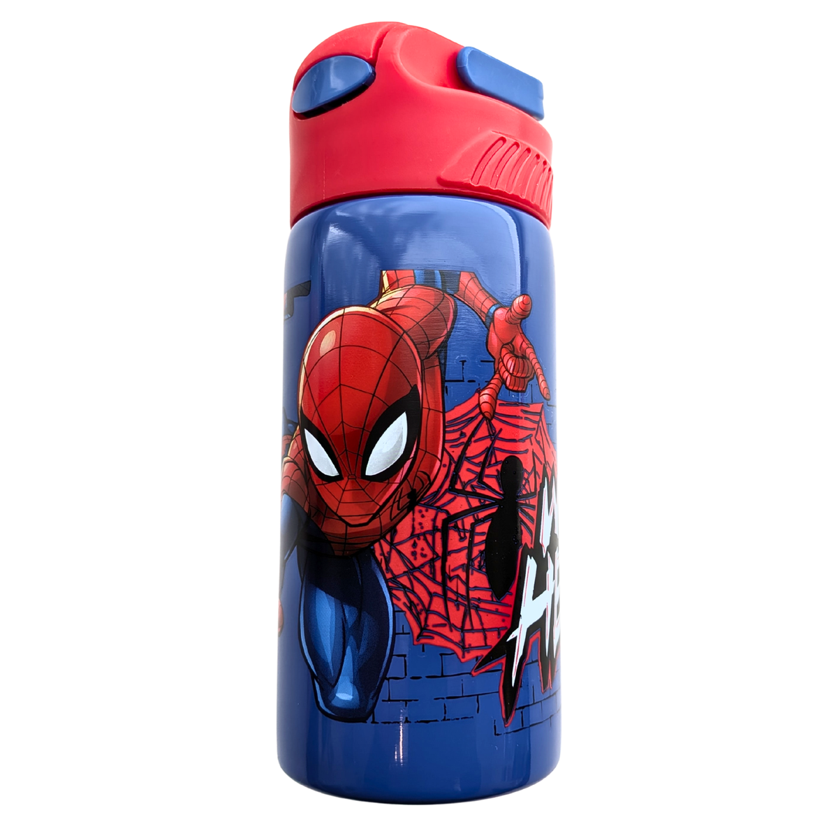 Marvel Spiderman RVS drinkfles 500 ml blauw met Web Head print