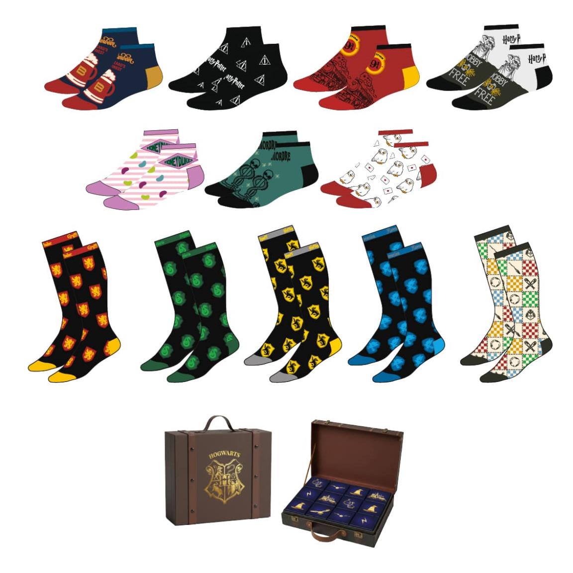 Harry Potter Sokken Giftset 12 paar in Hogwarts koffertje