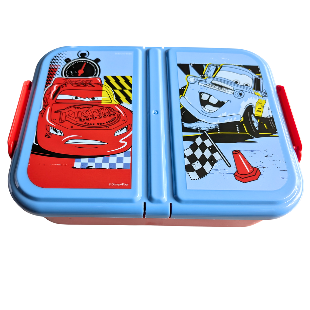 Disney Cars broodtrommel met 3 vakken rood en blauw Lightning McQueen