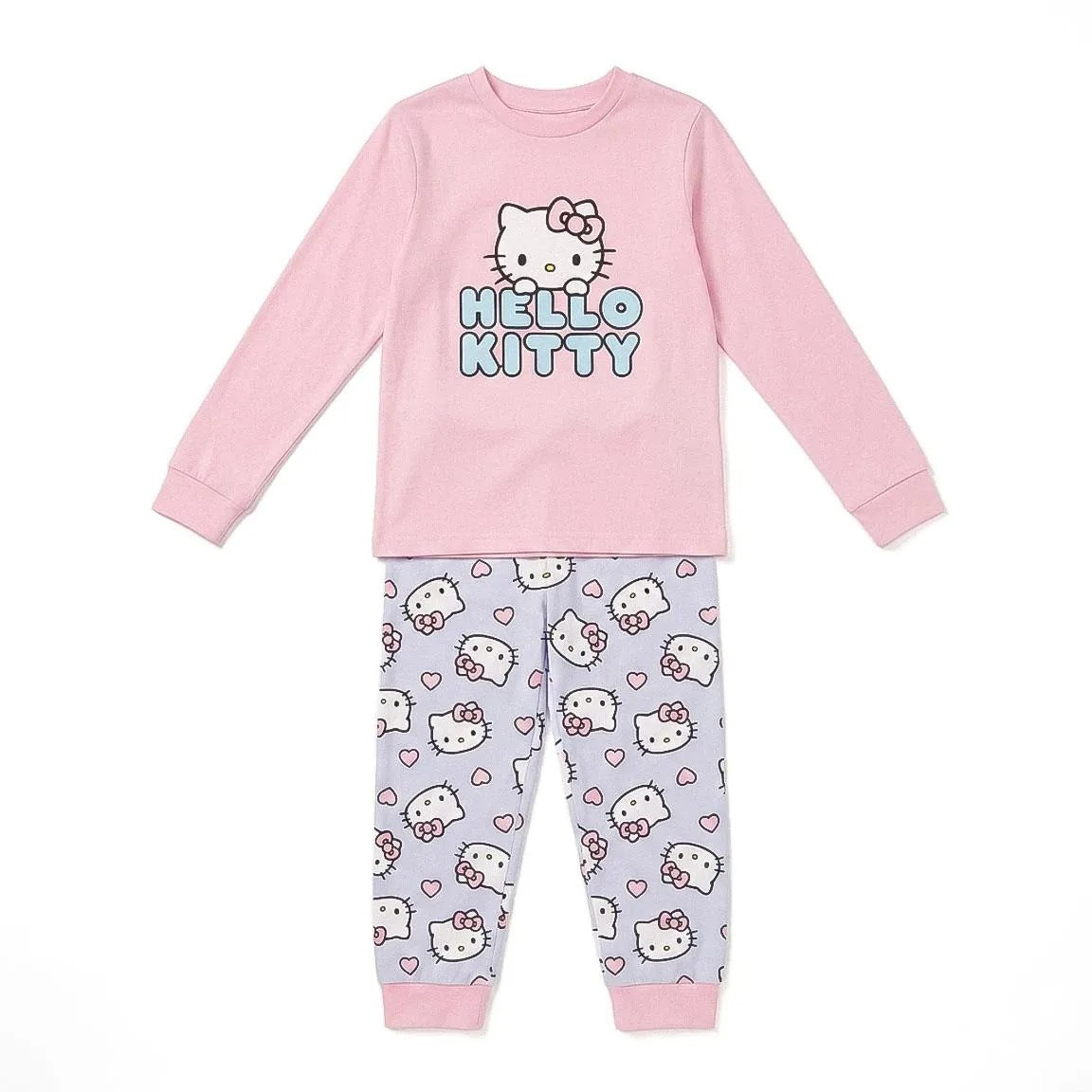 Hello Kitty pyjama meisjes roze shirt en lila broek met Hello Kitty print