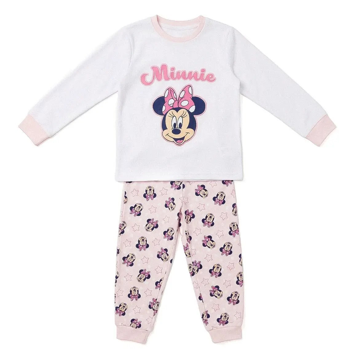Disney Minnie Mouse pyjama meisjes wit shirt met Minnie print en lichtroze broek