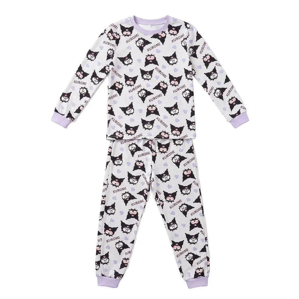 Hello Kitty Kuromi pyjama meisjes wit en lila met all-over Kuromi print vooraanzicht