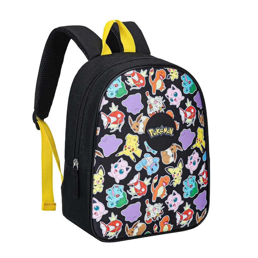 Pokémon rugzak all over print zwart schuine voorzijde
