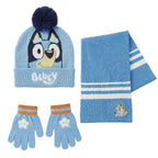 Bluey winterset kinderen muts sjaal en handschoenen lichtblauw
