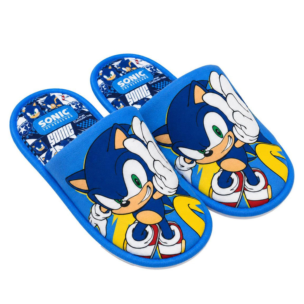 Sonic the Hedgehog sloffen jongens blauw schuin vooraanzicht