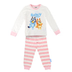 Bluey pyjama meisjes crème shirt met Bluey en Bingo en roze gestreepte broek