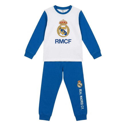 Real Madrid Pyjama Kinderen - Wit en Blauw met Clublogo en Lange Mouwen