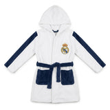 Real Madrid Badjas Kinderen - Wit en Donkerblauw met Capuchon en Clublogo