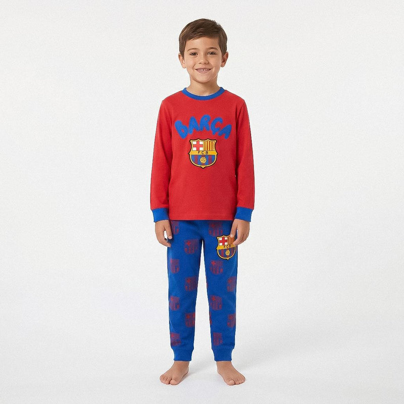 Jongen draagt de FC Barcelona pyjama
