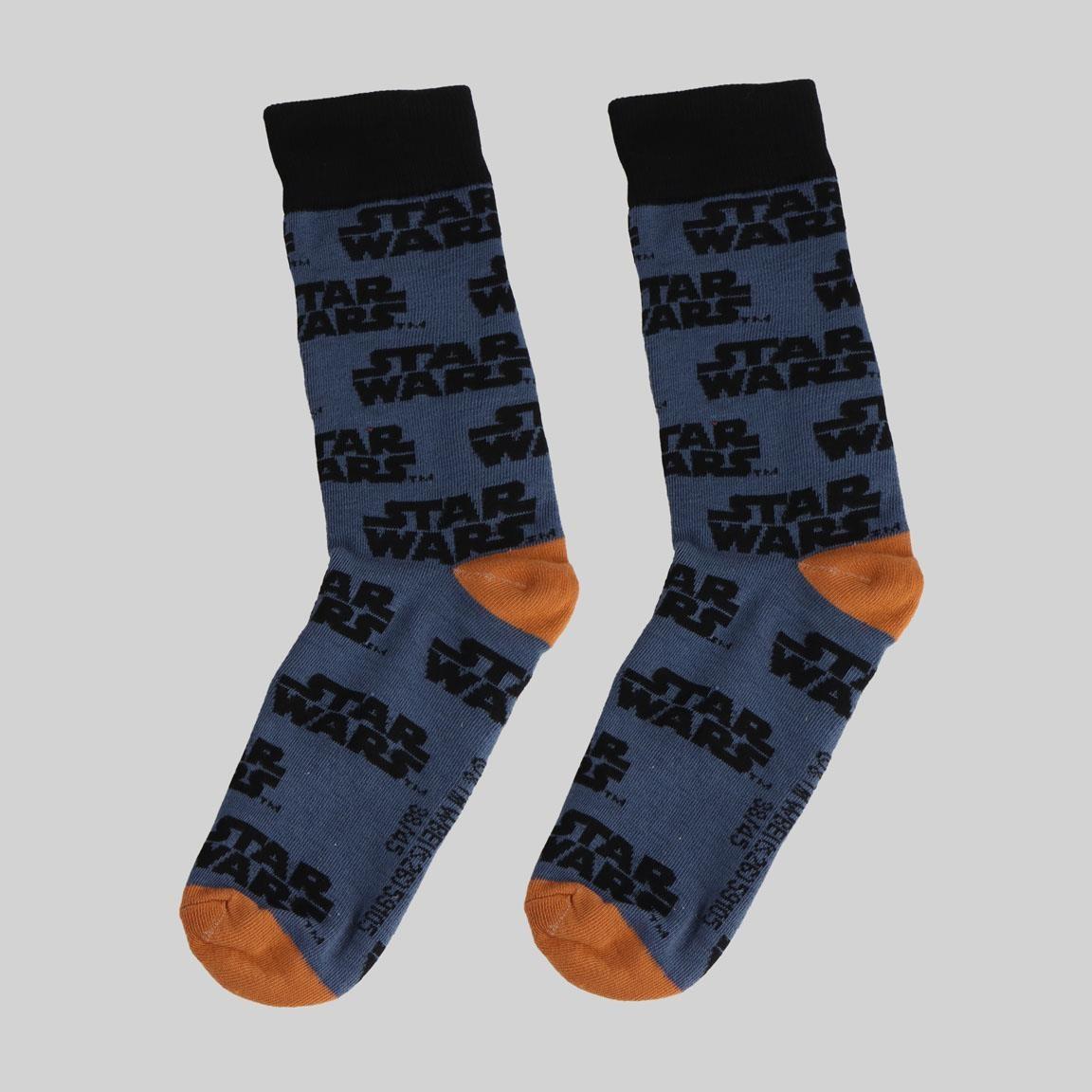 Blauwe Star Wars sokken met oranje hiel en teen
