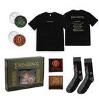 Lord of the Rings cadeauset met zwart T-shirt, sokken, buttons, patches en cadeaudoos