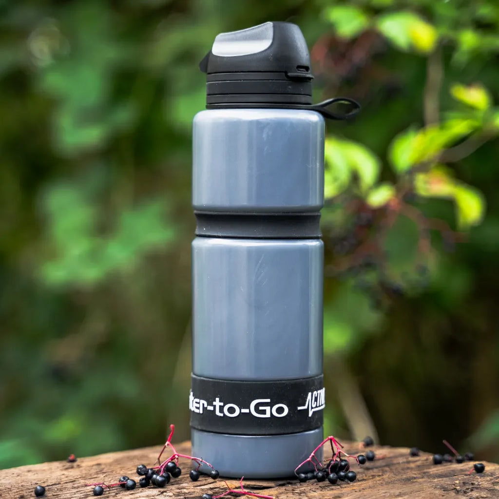 WatertoGo Wasserfilter-Trinkflasche 75cl Active Schwarz umweltbewusstes sicheres Wassertrinken