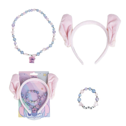 Stitch en Angel Haarbandje Armband en Ketting Meisjes Roze