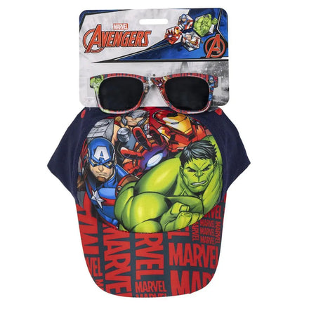 Marvel Avengers Pet en Zonnebril Set – Kinder Pet – Blauw Rood – Verstelbare Cap – UV Bescherming – Officieel Gelicenseerd