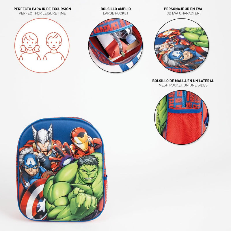 Avengers Rucksack Kinder – 3D Tasche mit Hulk, Iron Man, Captain America & Thor – 31 cm – Marvel Superhelden