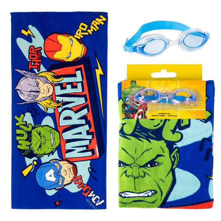 Marvel Avengers Strandlaken met Zwembril – 70x140 cm – Polyester – Strandlaken Set Kinderen