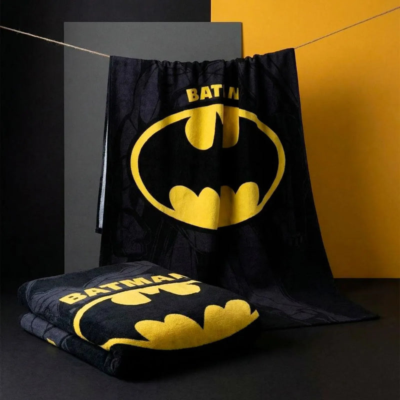 Batman Strandlaken 90 x 180 cm – Sneldrogende Strandhanddoek – Zwart Geel – Officieel DC Comics Gelicenseerd
