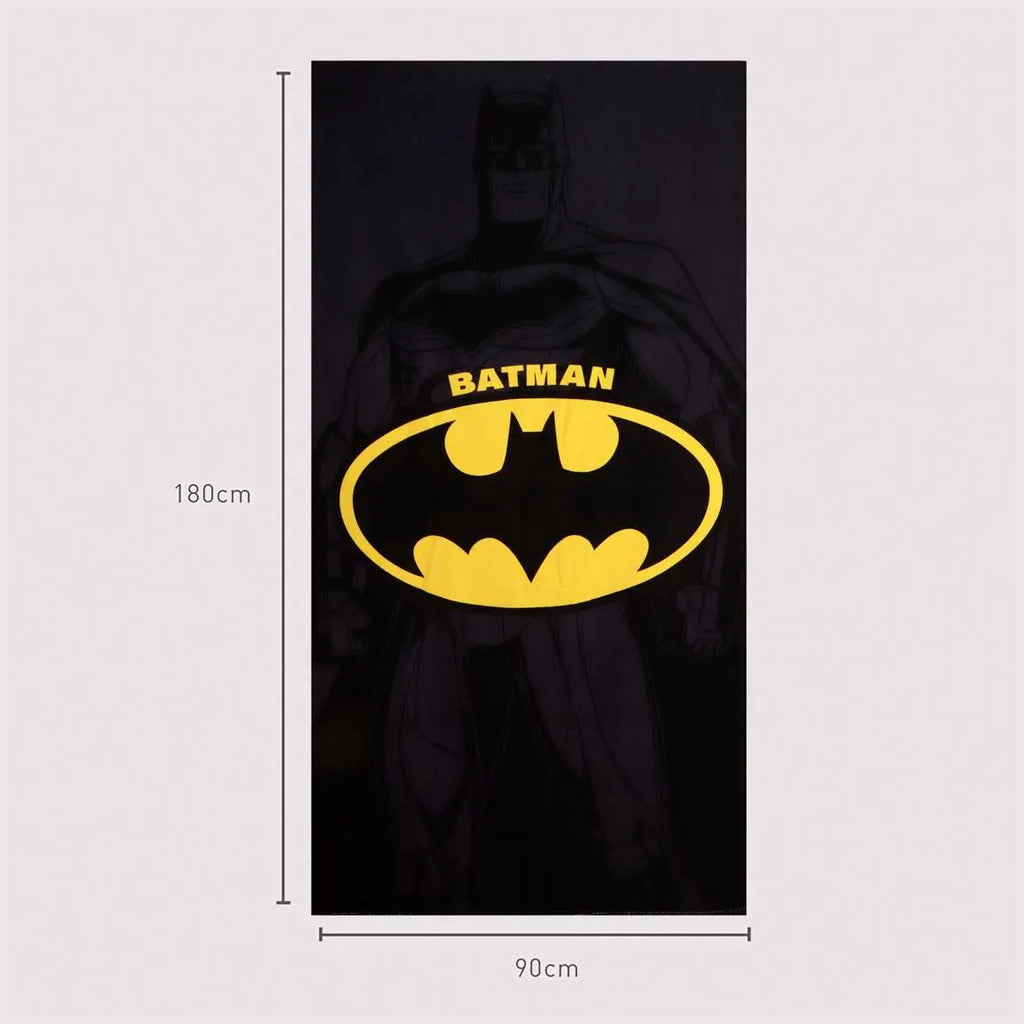 Batman Strandlaken 90 x 180 cm – Sneldrogende Strandhanddoek – Zwart Geel – Officieel DC Comics Gelicenseerd