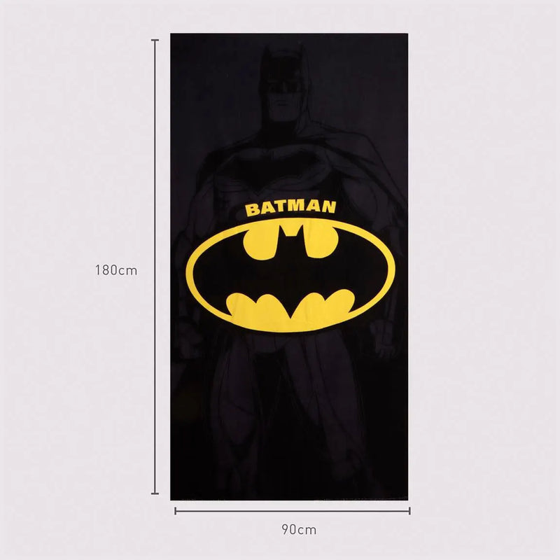 Batman Strandlaken 90 x 180 cm – Sneldrogende Strandhanddoek – Zwart Geel – Officieel DC Comics Gelicenseerd