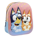 Bluey und Bingo Kinderrucksack – 3D-Schultasche 31 cm – Sternenmuster – Vorschulkinder 3–6 Jahre