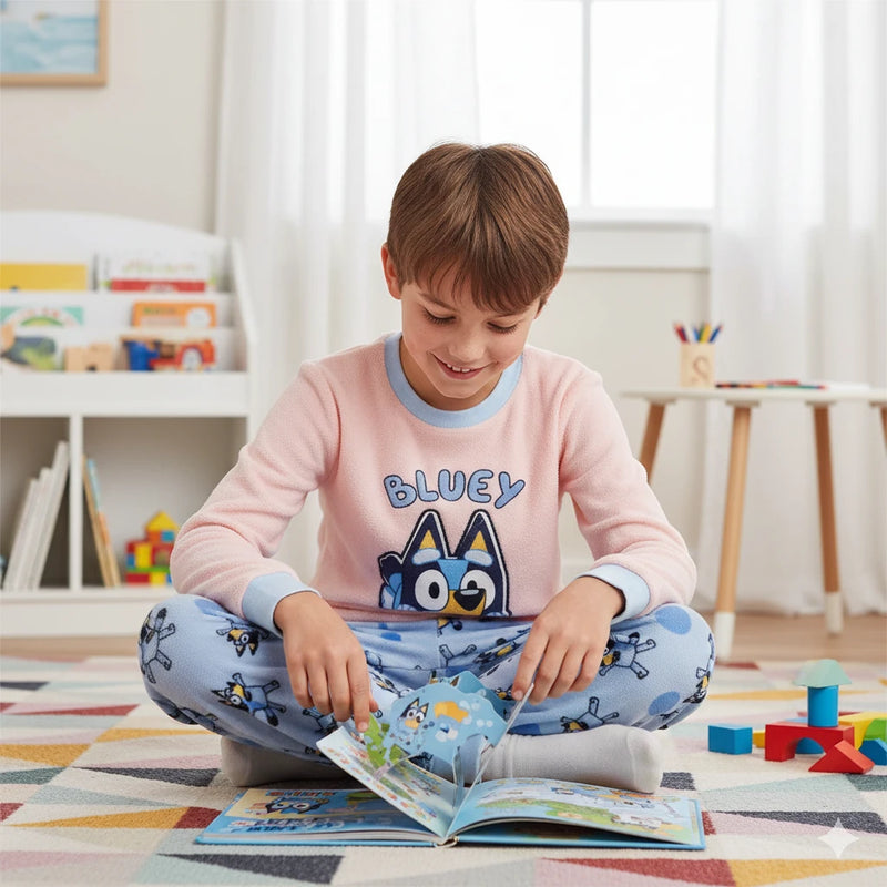 Bluey Fleece Pyjama Kinderen – Roze & Blauw – Officieel Gelicenseerd – Zachte Winter Pyjama Meisjes