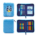 Bluey Gevulde Fluffy Etui - 1 Zipper Etui met Schoolspullen - Pluche Etui - Officiële Bluey Merchandise