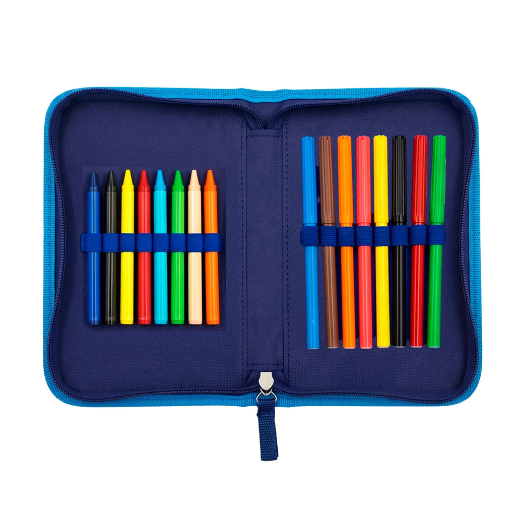 Bluey Gevulde Fluffy Etui - 1 Zipper Etui met Schoolspullen - Pluche Etui - Officiële Bluey Merchandise