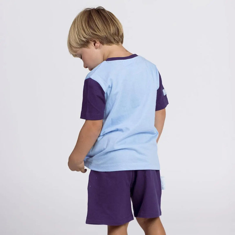 Bluey Kledingset Jongens – T-Shirt en Short Blauw Paars – Zomer Outfit – Officieel Gelicenseerd