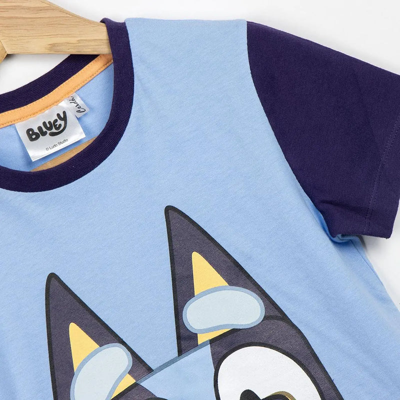 Bluey Kledingset Jongens – T-Shirt en Short Blauw Paars – Zomer Outfit – Officieel Gelicenseerd
