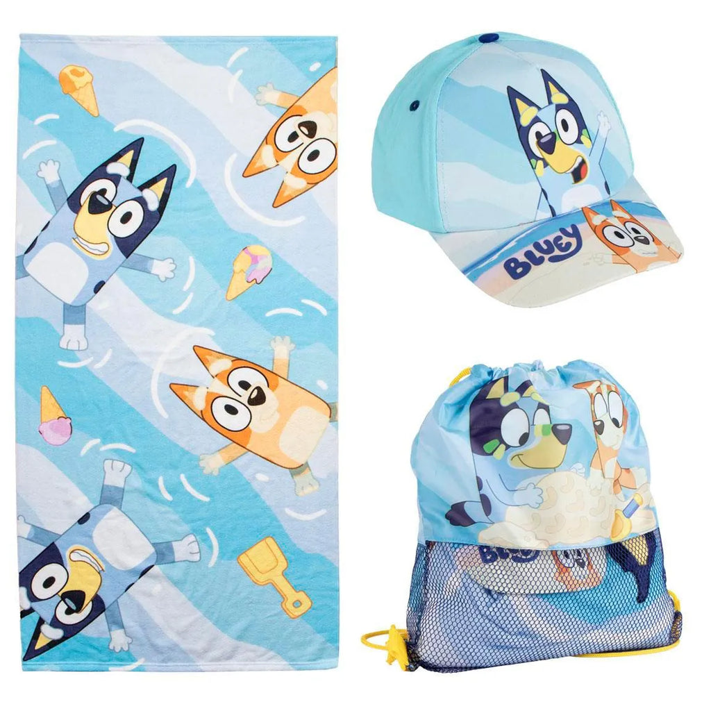 Bluey Strandlaken Zwemtas en Pet – Strandset Kind – Handdoek Tas en Cap – Strand Zwembad Vakantie