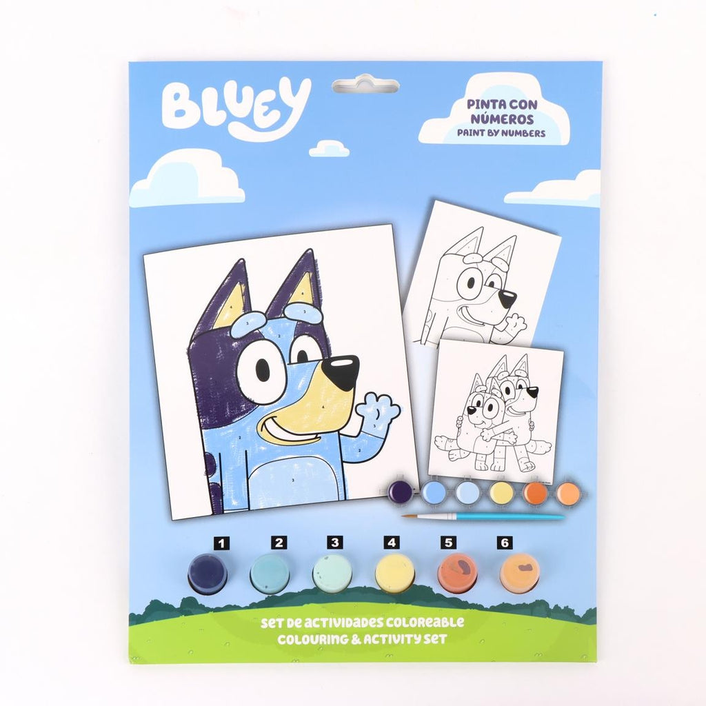 Bluey Verf Op Nummer Set – Kinderen – 6 Verfplaten – Inclusief Verf en Kwast – Schilderen Op Nummer – Knutselen Meisjes Jongens